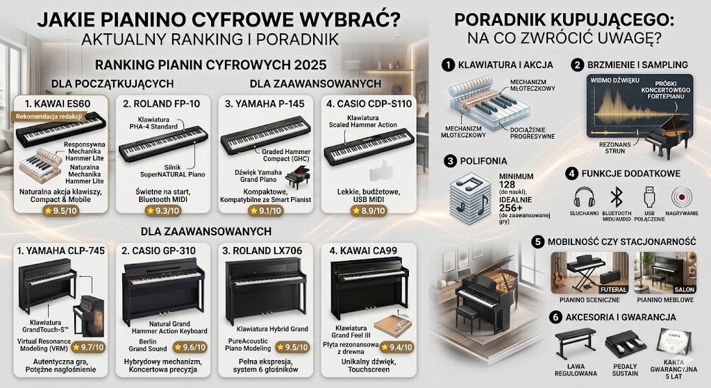 Jakie pianino cyfrowe wybrać? Aktualny ranking i poradnik