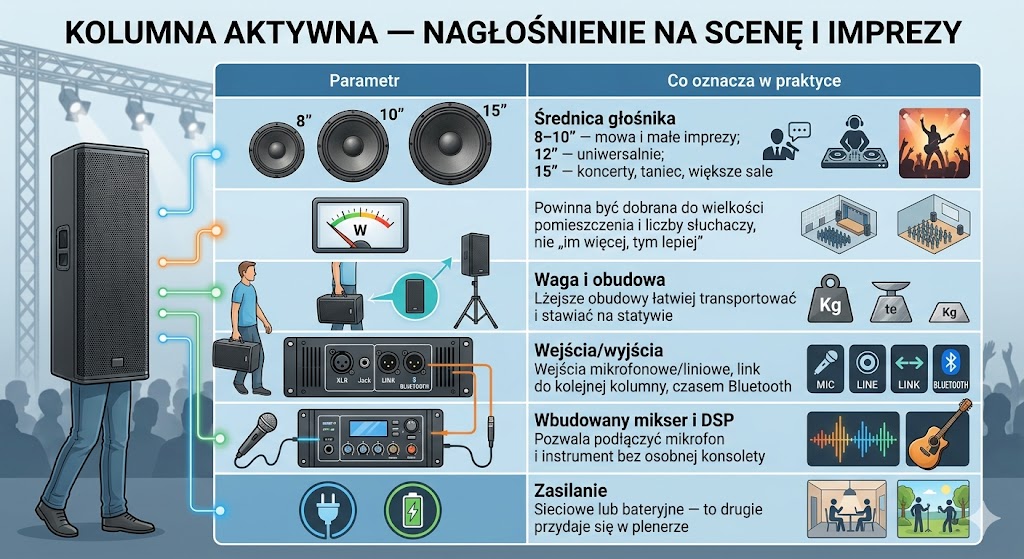 Kolumna aktywna — nagłośnienie na scenę i imprezy