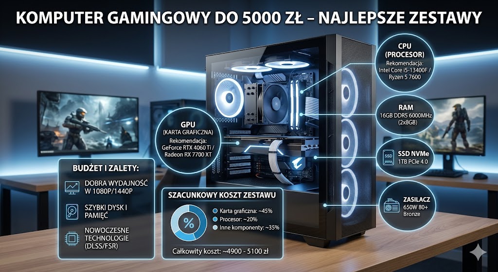 Komputer gamingowy do 5000 zł — najlepsze zestawy