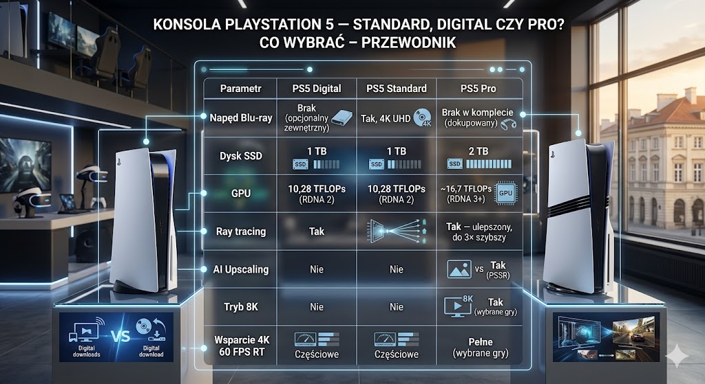 Konsola PlayStation 5 — Standard, Digital czy Pro? Co wybrać