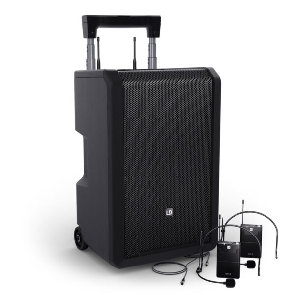 LD Systems ANNY 10 BPH 2 B5 - 10-calowy głośnik Bluetooth PA z akumulatorem, mikserem i 2 x mikrofonem nagłownym