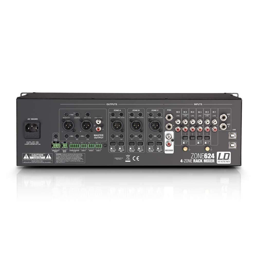 LD Systems ZONE 624 - mikser czterostrefowy 3u2 LD Systems ZONE 624 - mikser czterostrefowy 3u2