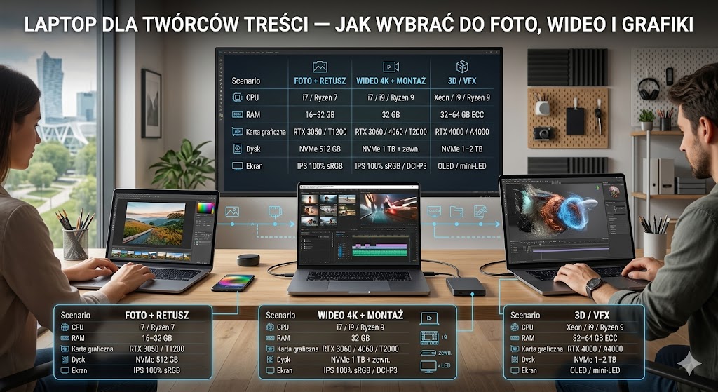 Laptop dla twórców treści — jak wybrać do foto, wideo i grafiki