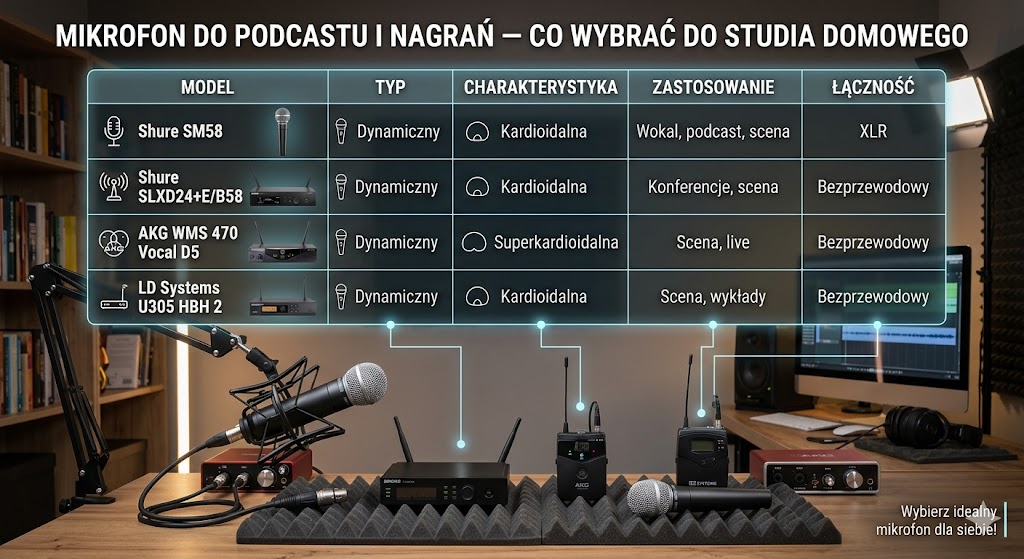 Mikrofon do podcastu i nagrań — co wybrać do studia domowego