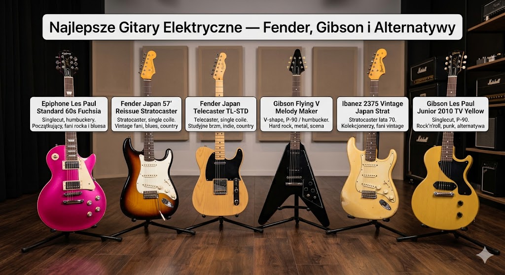 Najlepsze gitary elektryczne — Fender, Gibson i alternatywy