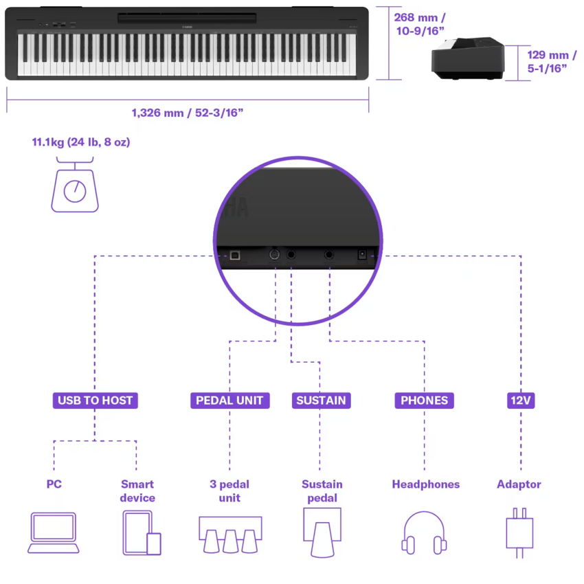 Pianino cyfrowe Yamaha P-145 + statyw + słuchawki3 Pianino cyfrowe Yamaha P-145 + statyw + słuchawki3