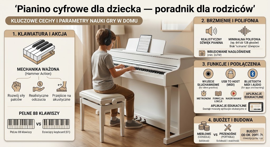 Pianino cyfrowe dla dziecka — poradnik dla rodziców