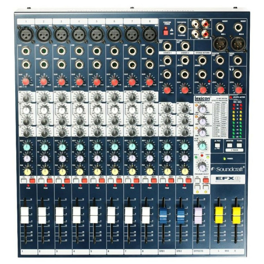 Soundcraft EFX8 Mikser dźwięku z procesorem efektów DSP Lexicon Soundcraft EFX8 Mikser dźwięku z procesorem efektów DSP Lexicon