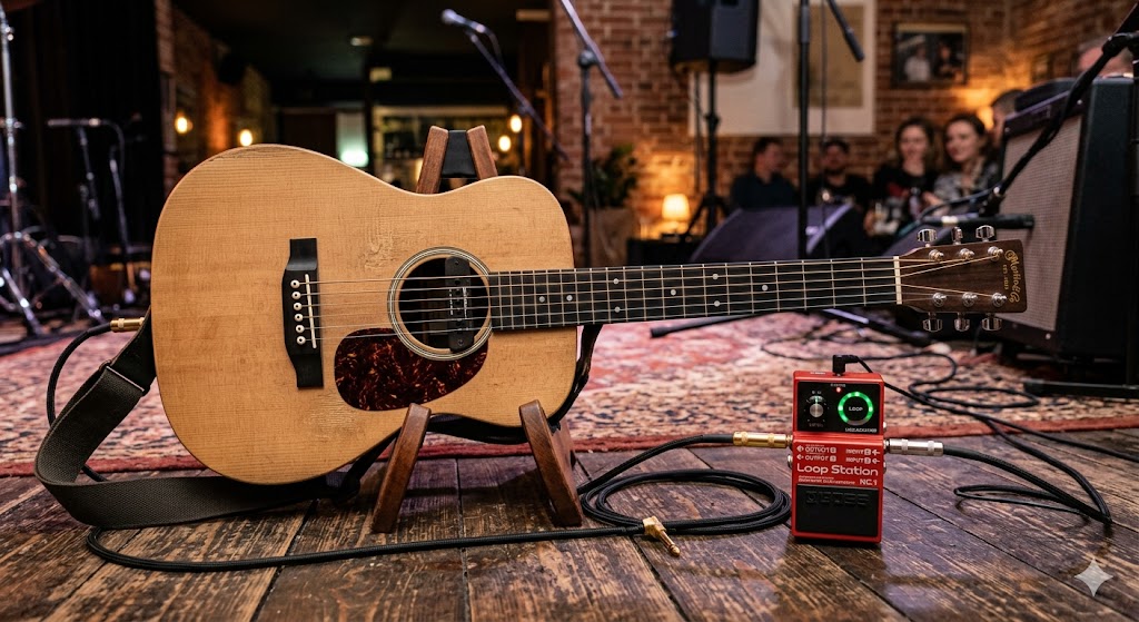 Sprzęt Ed Sheerana — Martin LX1 i looper BOSS