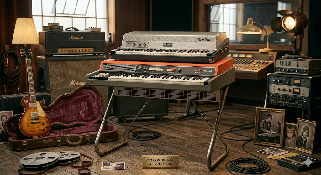 Sprzęt The Doors — Vox Continental i Piano Bass Manzarka