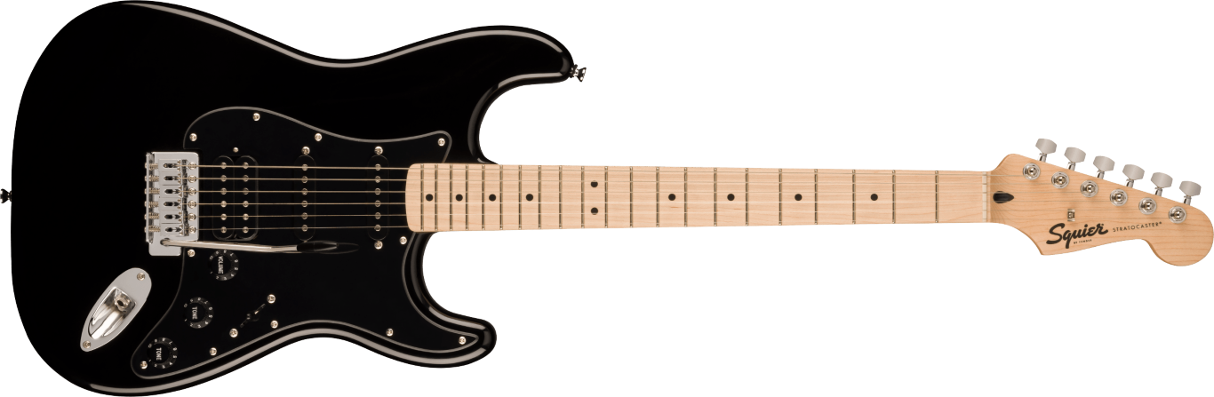 Squier Sonic Stratocaster HSS, MF, Black Pickguard, Black - gitara elektryczna Squier Sonic Stratocaster HSS, MF, Black Pickguard, Black - gitara elektryczna