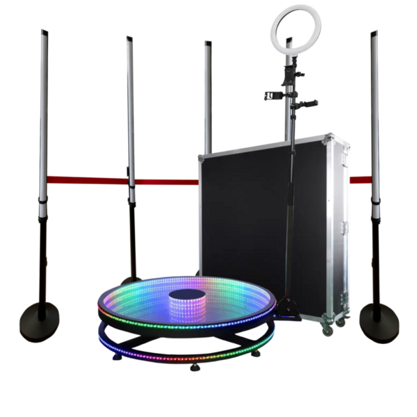 Zestaw Standard GLASS: Fotobudka 360 100cm z Lustrem LED + Lampy
