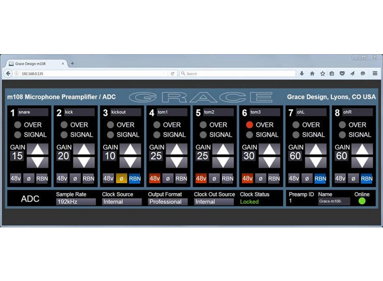 Grace Design m108 - 8 Channel Mic Preamp / ADC4 Grace Design m108 - 8 Channel Mic Preamp / ADC4