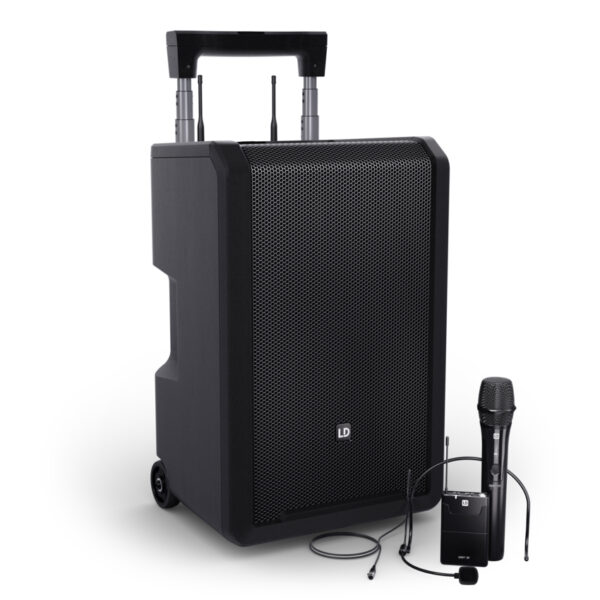 LD Systems ANNY 10 HBH 2 B8 - 10-calowy głośnik Bluetooth PA z akumulatorem, mikserem, 1x mikrofonem bezprzewodowym i 1x m