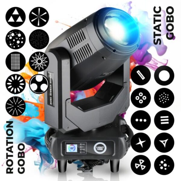 LIGHT4ME VENOM HYBRID 280W głowica ruchoma hybryda beam spot wash oświetlenie sceniczne DMX 280W LED 2x hak montażowy