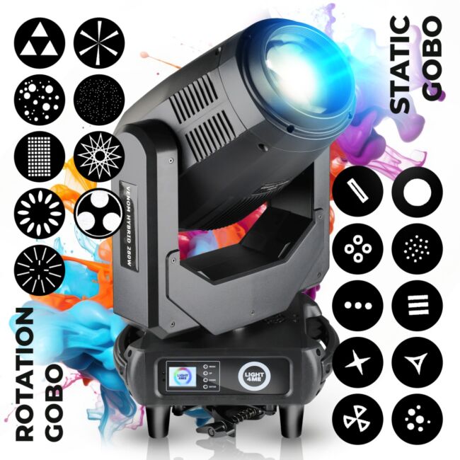 LIGHT4ME VENOM HYBRID 280W głowica ruchoma hybryda beam spot wash oświetlenie sceniczne DMX 280W LED 2x hak montażowy LIGHT4ME VENOM HYBRID 280W głowica ruchoma hybryda beam spot wash oświetlenie sceniczne DMX 280W LED 2x hak montażowy