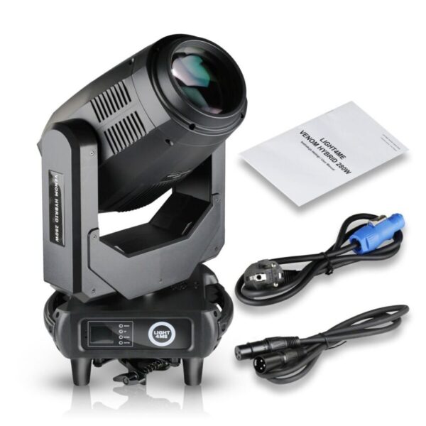 LIGHT4ME VENOM HYBRID 280W głowica ruchoma hybryda beam spot wash oświetlenie sceniczne DMX 280W LED 2x hak montażowy0