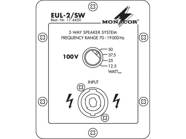 Monacor EUL-2/SW - Zestaw głośnikowy PA, 100V5 Monacor EUL-2/SW - Zestaw głośnikowy PA, 100V5