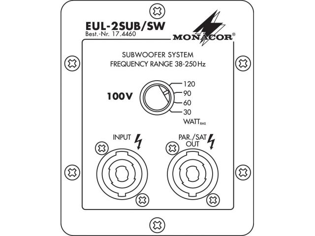 Monacor EUL-2SUB/SW - Subwoofer PA, 100V0 Monacor EUL-2SUB/SW - Subwoofer PA, 100V0