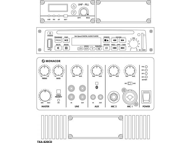 Monacor TXA-820CD - Przenośny system wzmacniający0 Monacor TXA-820CD - Przenośny system wzmacniający0