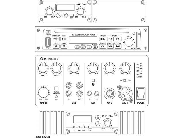 Monacor TXA-822CD - Przenośny system wzmacniający1 Monacor TXA-822CD - Przenośny system wzmacniający1