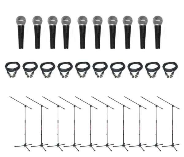 Shure SM 58 SE - zestaw 10 mikrofonów + 10 statywów
