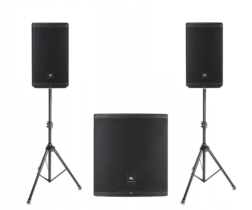 Zestaw nagłośnieniowy JBL EON, 2x kolumna EON712, 1x subwoofer EON718S statywy Zestaw nagłośnieniowy JBL EON, 2x kolumna EON712, 1x subwoofer EON718S statywy