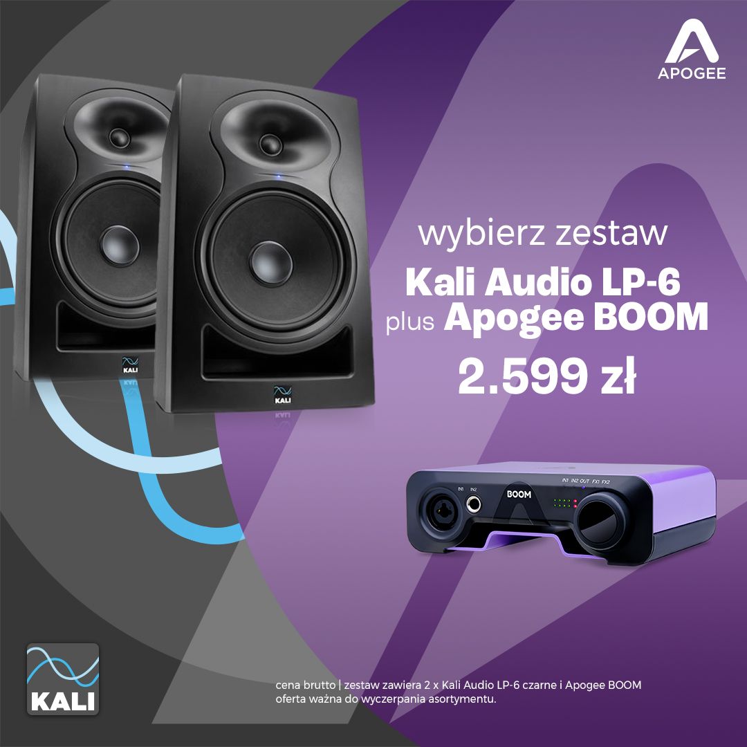 2x Kali Audio LP-6 V2 i Apogee BOOM - Zestaw Aktywnych Monitorów Studyjnych Z Interfacem Audio 2x Kali Audio LP-6 V2 i Apogee BOOM - Zestaw Aktywnych Monitorów Studyjnych Z Interfacem Audio