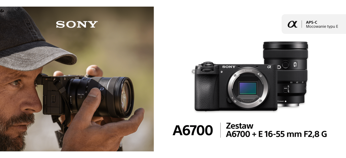 Aparat cyfrowy Sony A6700 + E 16-55mm f/2.8 G - SEL1655G15 Aparat cyfrowy Sony A6700 + E 16-55mm f/2.8 G - SEL1655G15