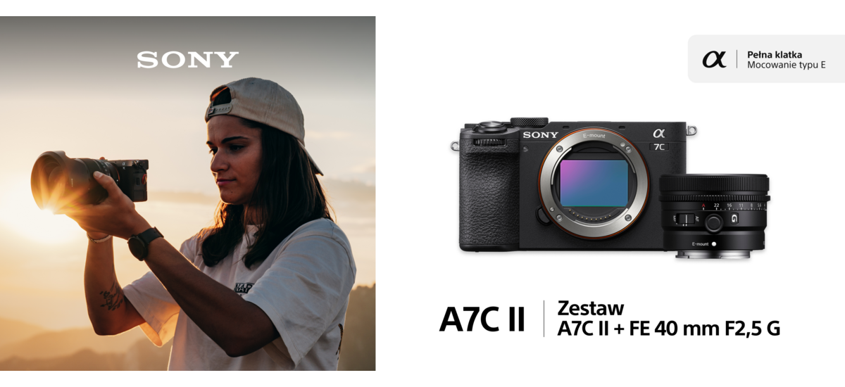 Aparat cyfrowy Sony A7C II czarny + FE 40 mm f/2.5 G - SEL40F25G15 Aparat cyfrowy Sony A7C II czarny + FE 40 mm f/2.5 G - SEL40F25G15