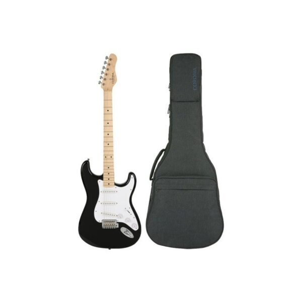 Gitara elektryczna Corona CLASSIC ST M-BLK + wzmacniacz 15W + kabel w zestawie0