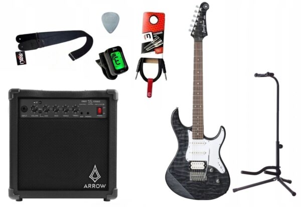 Gitara elektryczna Yamaha Pacifica 212VQM TBL + wzmacniacz 15W + kabel w zestawie