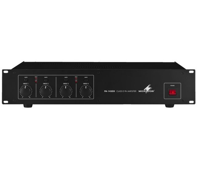 Monacor PA-1450D - 4-strefowy cyfrowy (klasa D) wzmacniacz PA Monacor PA-1450D - 4-strefowy cyfrowy (klasa D) wzmacniacz PA