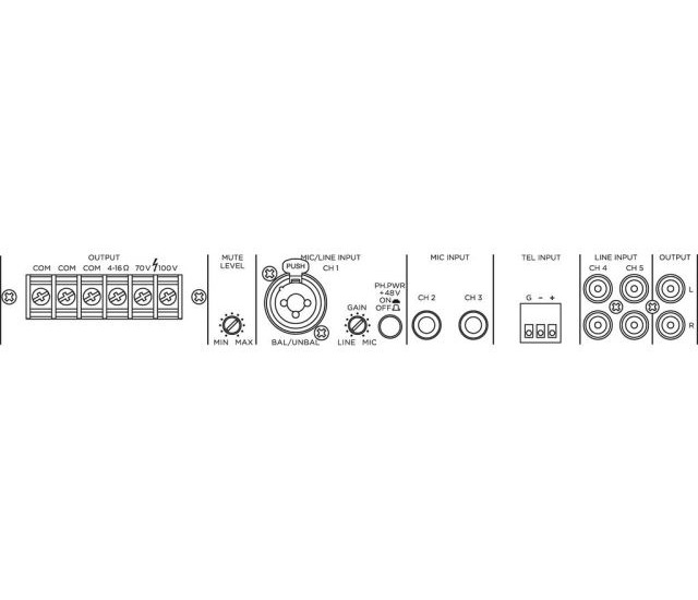 Monacor PA-324 - Wzmacniacz miksujący PA, mono0 Monacor PA-324 - Wzmacniacz miksujący PA, mono0