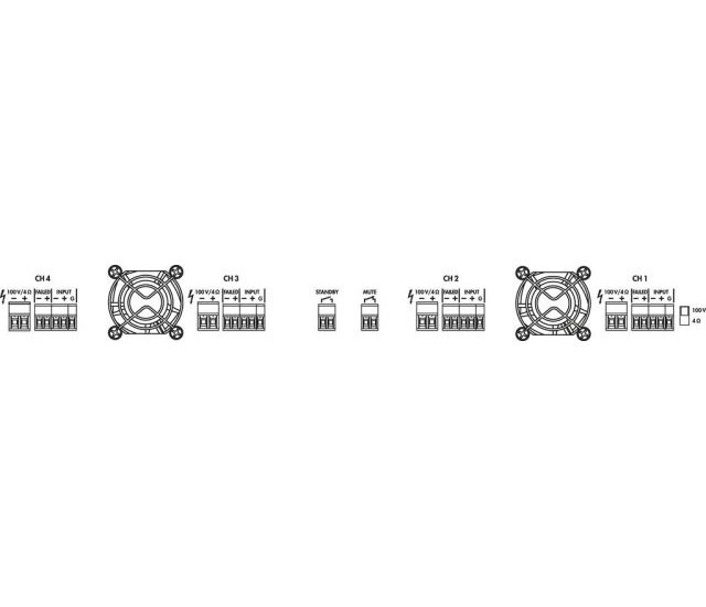 Monacor PA-4120D - 4-kanałowy wzmacniacz cyfrowy PA, mono0 Monacor PA-4120D - 4-kanałowy wzmacniacz cyfrowy PA, mono0