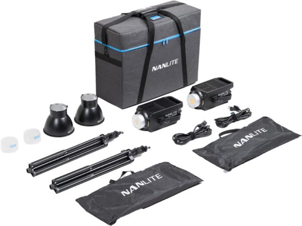 Nanlite FS-300B 2-Kit - Zestaw dwóch studyjnych lamp LED ze statywami i torbą, Bi-Color, 2700-6500K, CRI 96, 350 W0