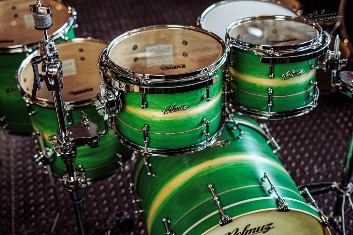Polmuz Maple Model 1 - 22/10/12/14/16/14SD - Inlayed Artist Green to natural Fade Polmuz Maple Model 1 - 22/10/12/14/16/14SD - Inlayed Artist Green to natural Fade