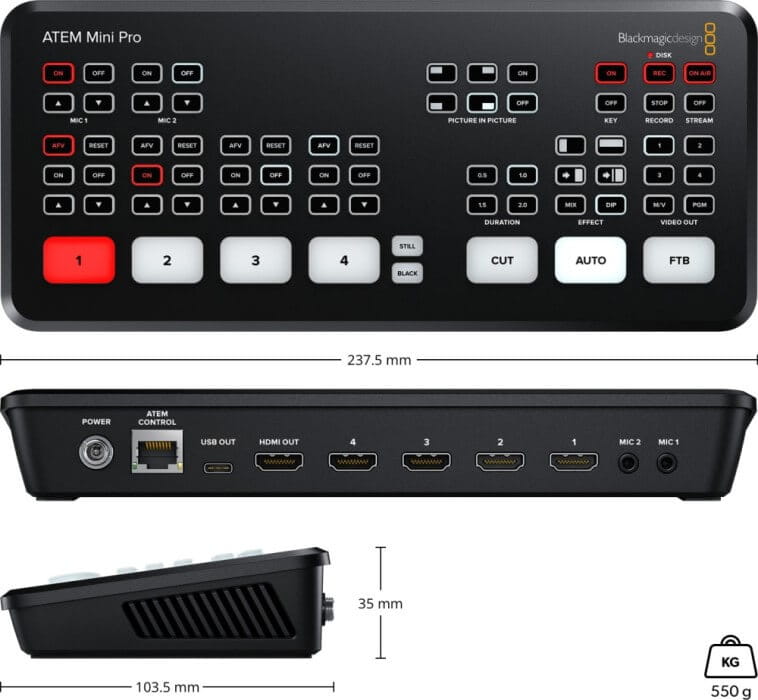 Zestaw Blackmagic Pocket 6K PRO + Atem Mini Pro8 Zestaw Blackmagic Pocket 6K PRO + Atem Mini Pro8