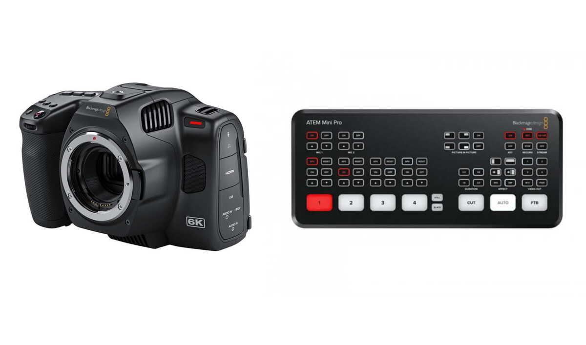 Zestaw Blackmagic Pocket 6K PRO + Atem Mini Pro Zestaw Blackmagic Pocket 6K PRO + Atem Mini Pro