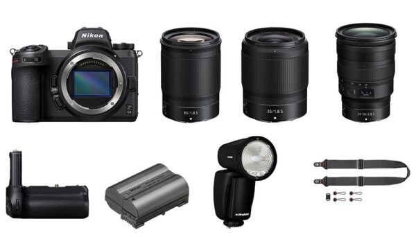 estaw Nikon Z6 II + Nikkor Z 85MM F/1.8 S + Nikkor Z 35MM F/1.8 S + Nikkor Z 24-70MM F/2.8 S + Grip Nikon MB-N11 + Akumulator jonowo-litowy Nikon EN-EL15c + Lampa Profoto A10 AirX TTL Nikon + Peak Design Pasek na szyję SLIDE BLACK V3