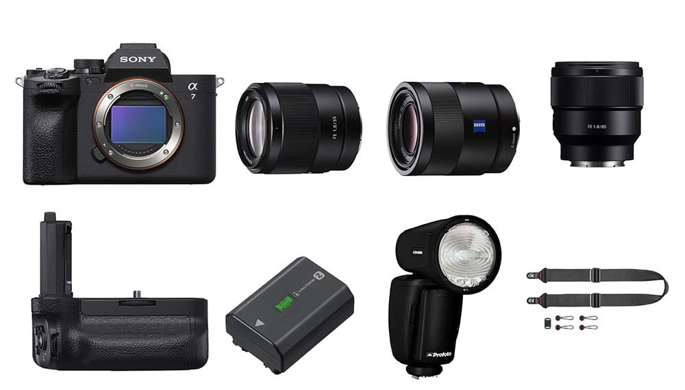 Zestaw Sony A7 IV + FE 35 MM F/1.8 + FE 55 MM F/1.8 FE ZA CARL ZEISS SONNAR T* + FE 85 MM F/1.8 + Grip Sony A7IV + Akumulator Sony NP-FZ100 + Lampa Profoto A10 AirX TTL Sony + Peak Design Pasek na szyję SLIDE BLACK V3 Zestaw Sony A7 IV + FE 35 MM F/1.8 + FE 55 MM F/1.8 FE ZA CARL ZEISS SONNAR T* + FE 85 MM F/1.8 + Grip Sony A7IV + Akumulator Sony NP-FZ100 + Lampa Profoto A10 AirX TTL Sony + Peak Design Pasek na szyję SLIDE BLACK V3