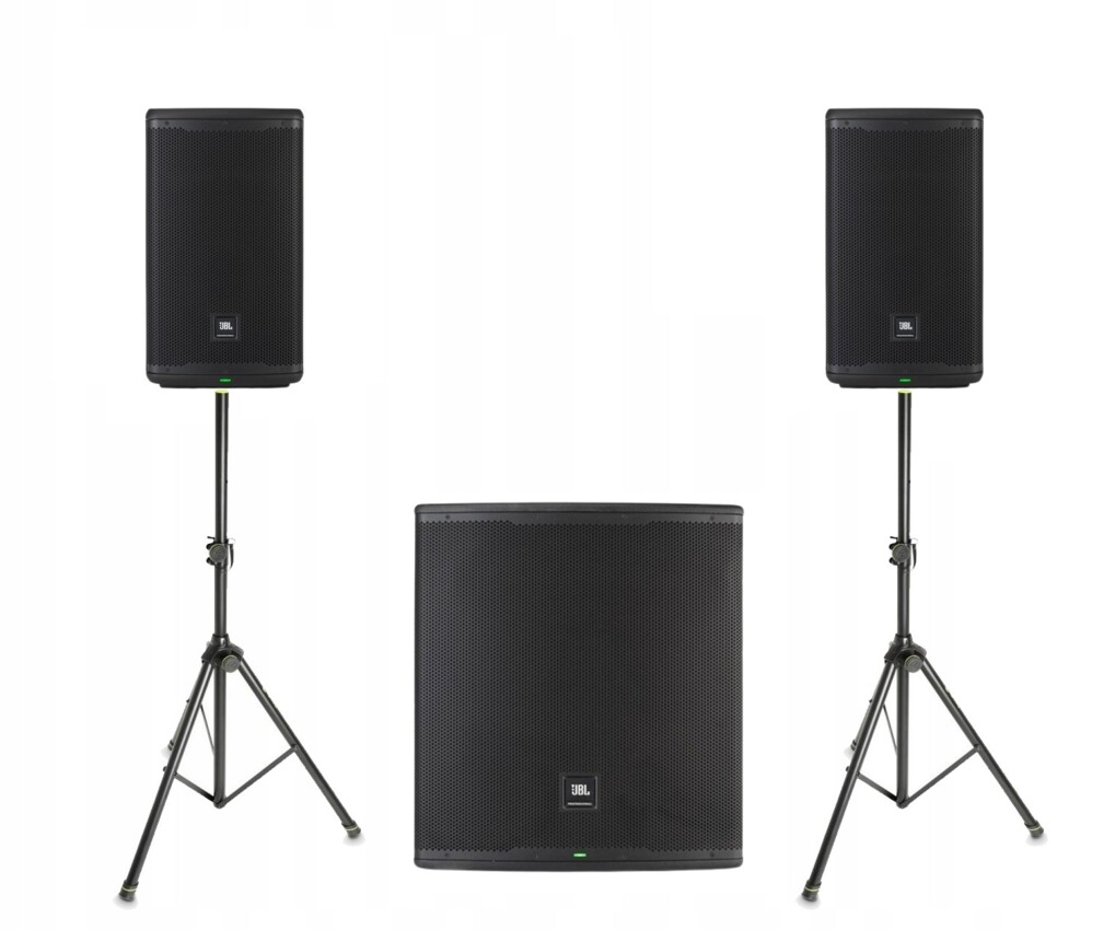 Zestaw nagłośnieniowy JBL EON, 2x kolumna EON710, 1x subwoofer EON718S statywy Zestaw nagłośnieniowy JBL EON, 2x kolumna EON710, 1x subwoofer EON718S statywy