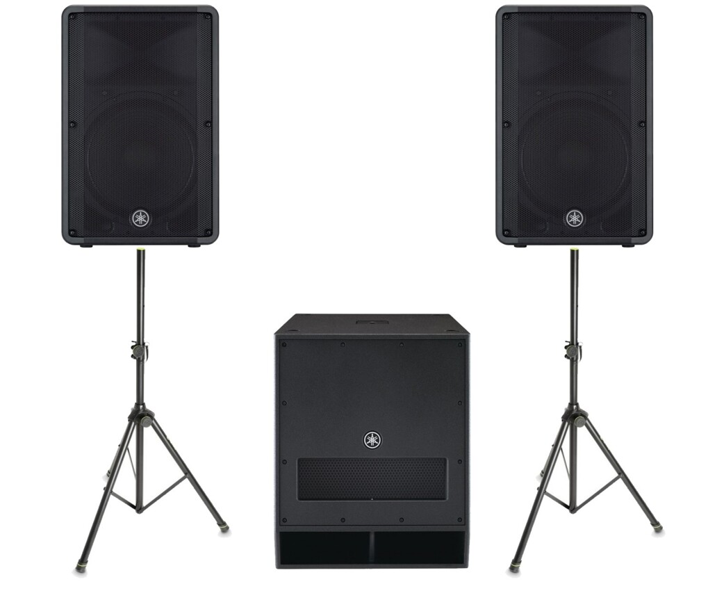 Zestaw nagłośnieniowy Yamaha, 2x kolumna DBR15, 1x subwoofer DXS18 SUB, 2x statyw, 2x kabel Zestaw nagłośnieniowy Yamaha, 2x kolumna DBR15, 1x subwoofer DXS18 SUB, 2x statyw, 2x kabel