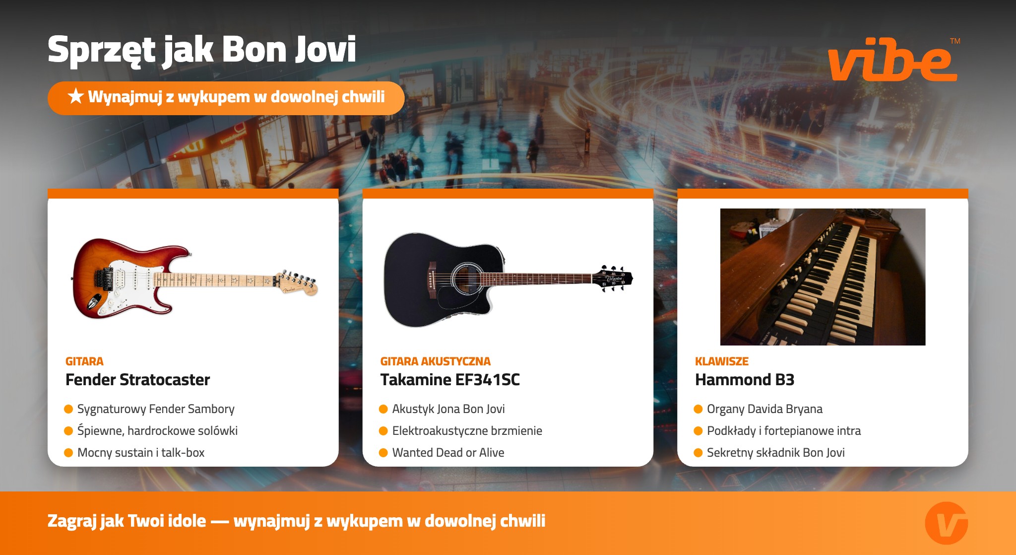 Sprzęt jak Bon Jovi — Fender Sambory, Takamine, Hammond B3 w Vibe