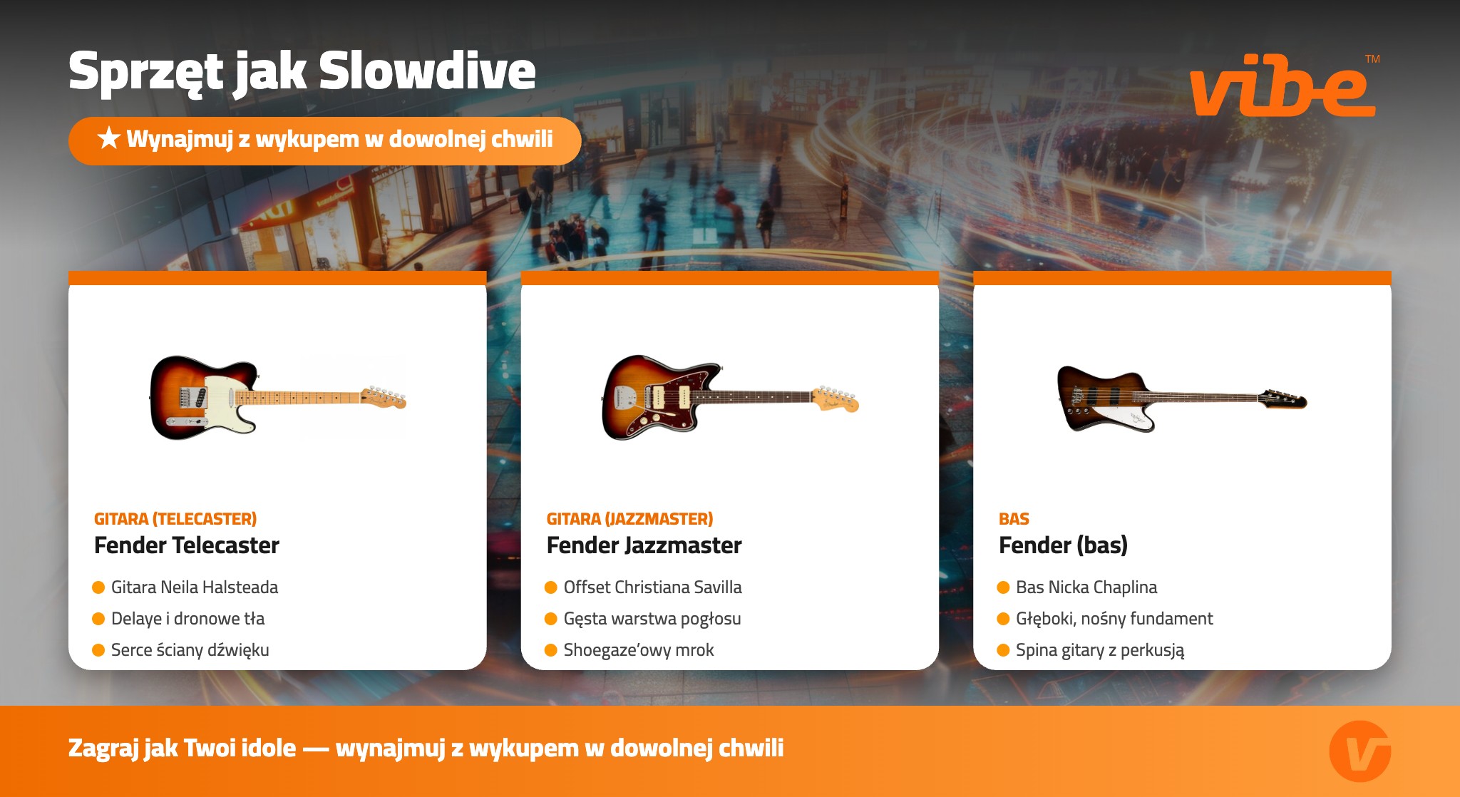 Sprzęt jak Slowdive — Fender Telecaster, Jazzmaster, bas w Vibe
